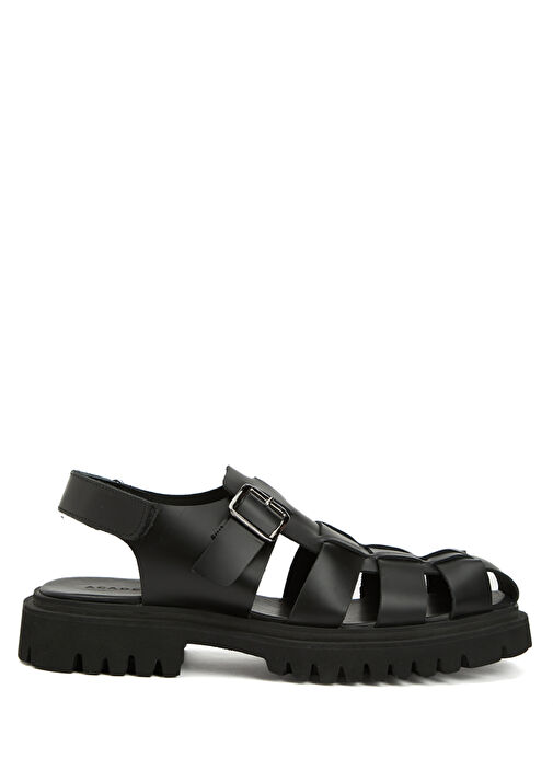 Siyah Erkek Deri Sandalet - Görsel 2