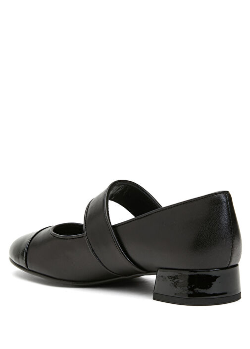 Siyah Deri Topuklu Ayakkabı - Görsel 4