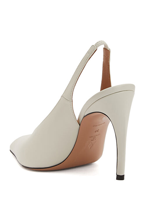 Beyaz Deri Topuklu Ayakkabı - Görsel 4