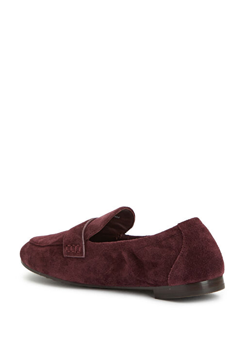 Bordo Kadın Süet Loafer - Görsel 4