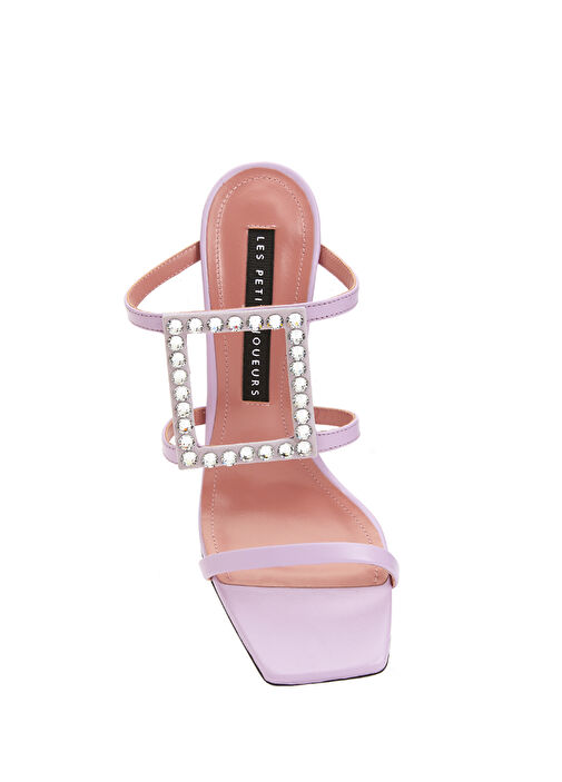 Lila Taş Bantlı Kadın Deri Terlik - Görsel 5