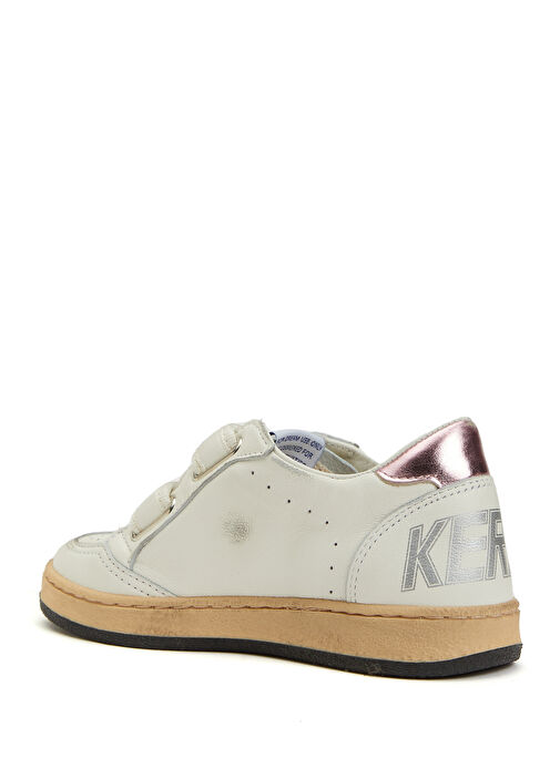 Ballstar Beyaz Lila Unisex Çocuk Deri Sneaker - Görsel 4