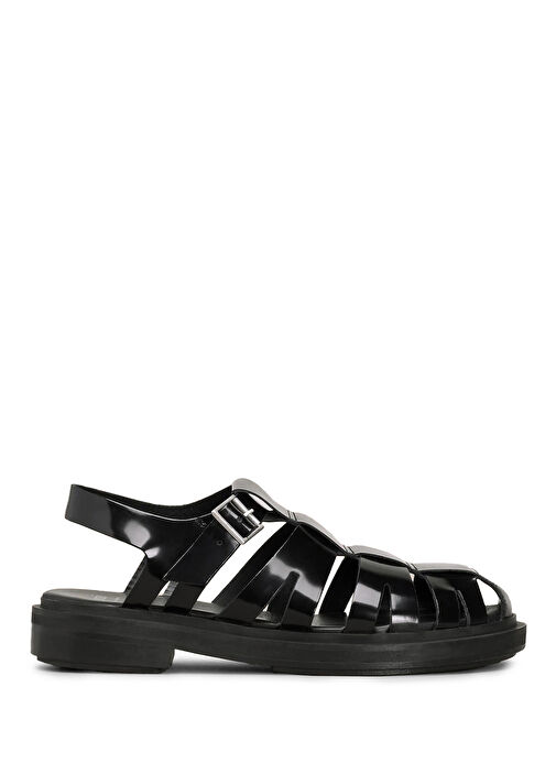 Siyah Bantlı Kadın Deri Sandalet - Görsel 2