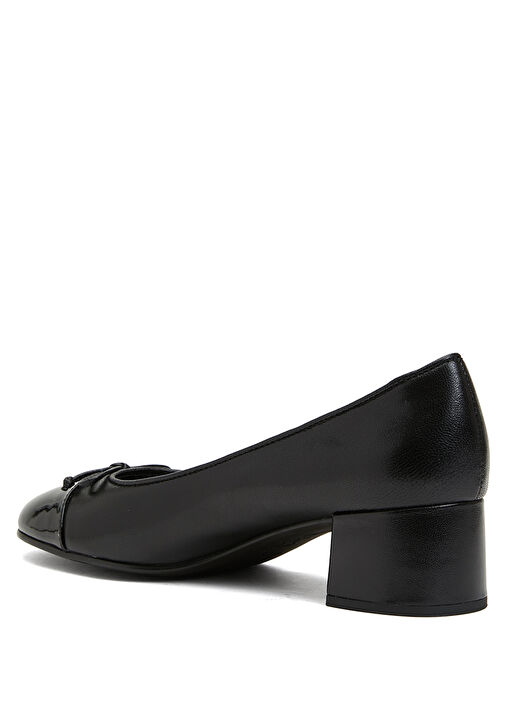 Siyah Deri Topuklu Ayakkabı - Görsel 4