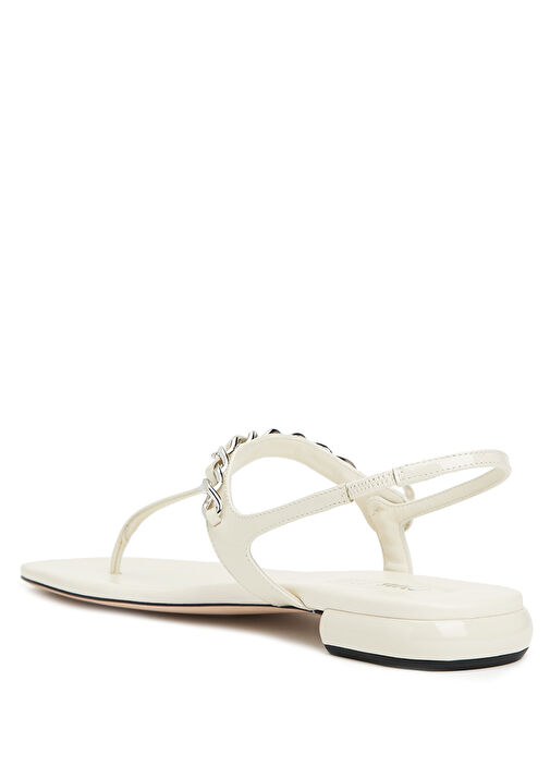Beyaz Kadın Deri Sandalet - Görsel 4