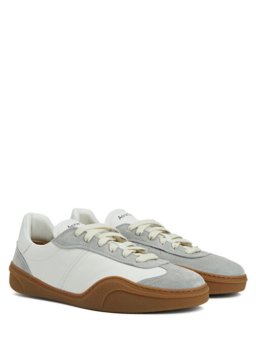 Beyaz Logo Detaylı Erkek Deri Sneaker - Görsel 3