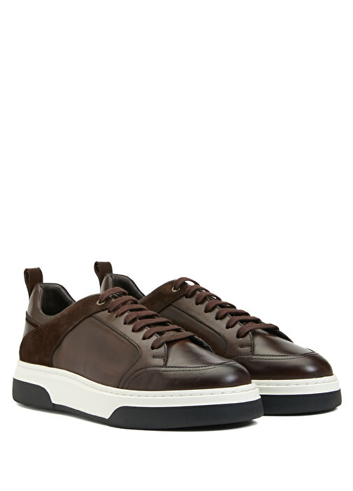 Koyu Kahverengi Erkek Deri Sneaker - Görsel 3