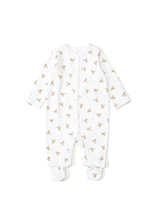 Polo Ralph Lauren White Patterned Baby Girl Jumpsuit