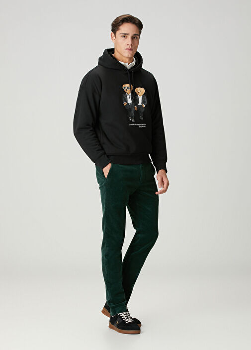 Polo Ralph Lauren - Siyah Kapüşonlu Logo Baskılı Sweatshirt - Siyah