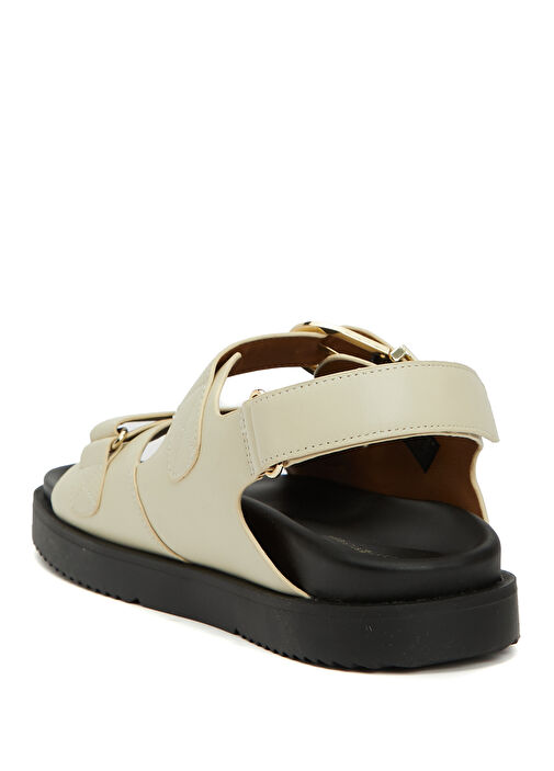 Bej Kadın Deri Sandalet - Görsel 4