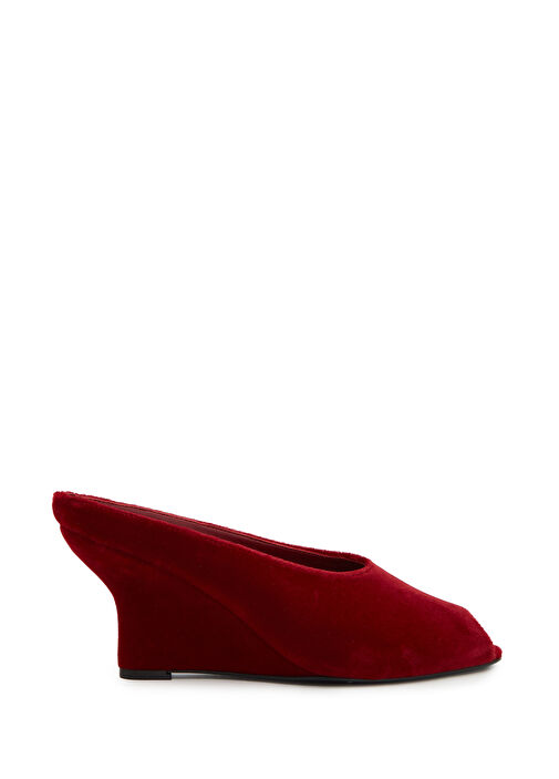 Kırmızı Kadın Kadife Terlik - Görsel 2