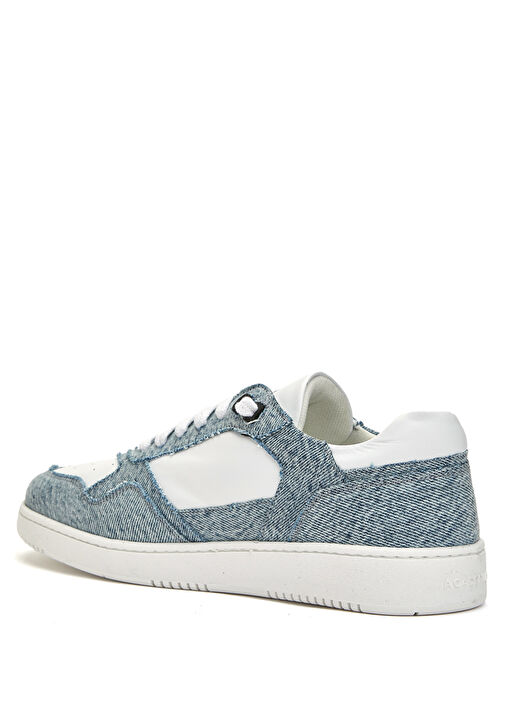 Beyaz Mavi Logolu Kadın Deri Sneaker - Görsel 4