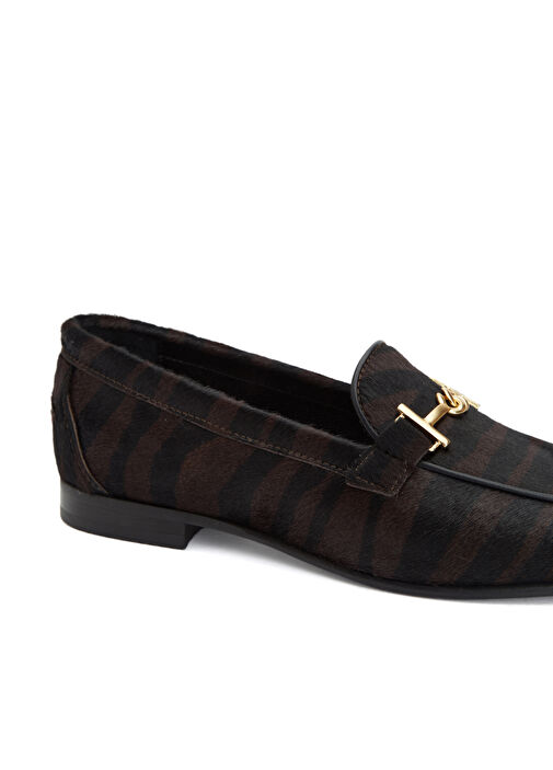 Zebra Tokalı Kadın Deri Loafer - Görsel 7