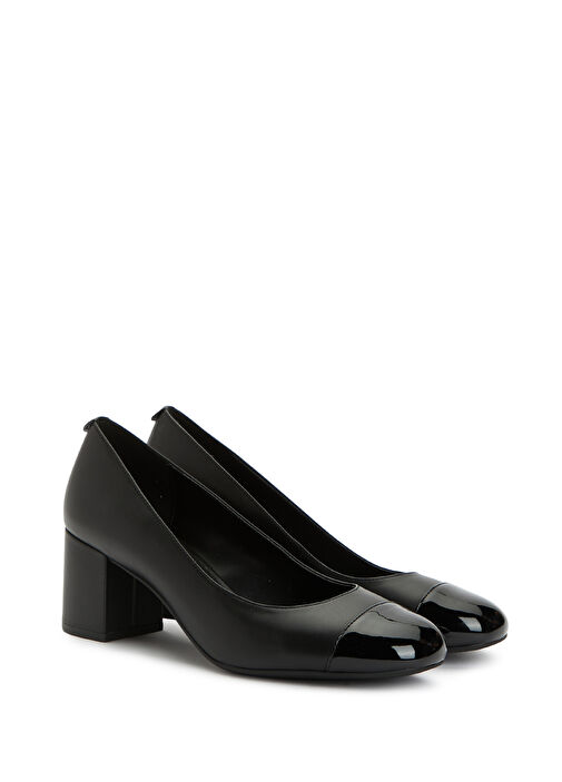 Siyah Deri Topuklu Ayakkabı - Görsel 3