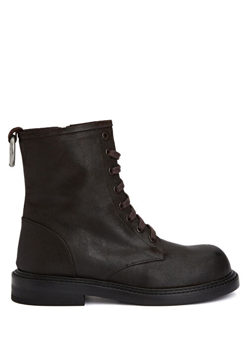 Koyu Kahverengi Kadın Deri Postal Bot - Görsel 2