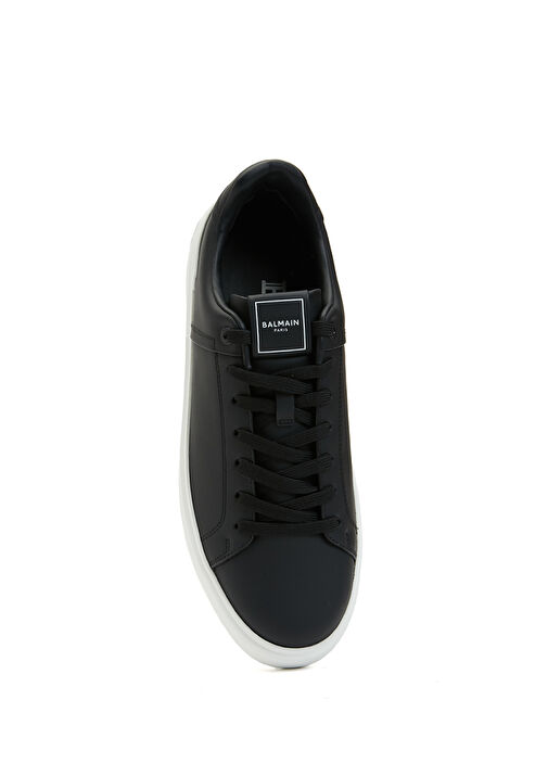 Siyah Beyaz Logo Detaylı Erkek Deri Sneaker - Görsel 5