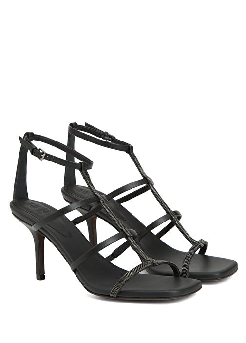 Siyah Kadın Deri Sandalet - Görsel 3