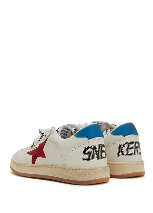 Ball Star Beyaz Mavi Unisex Çocuk Deri Sneaker - Görsel 6