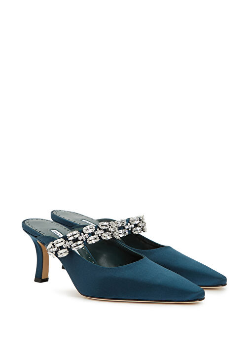 Mavi Taşlı Topuklu Terlik - Görsel 3