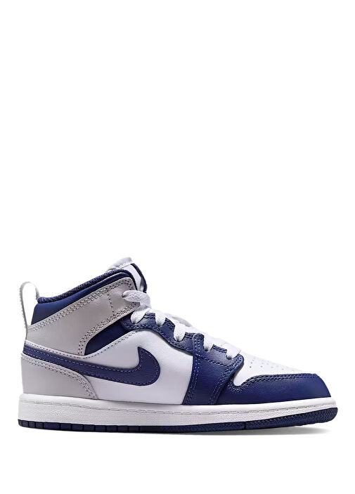 Nike - Air Jordan 1 Mid Beyaz Erkek Çocuk Deri Sneaker - Beyaz