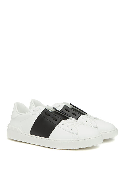 Open Siyah Beyaz Erkek Deri Sneaker - Görsel 3