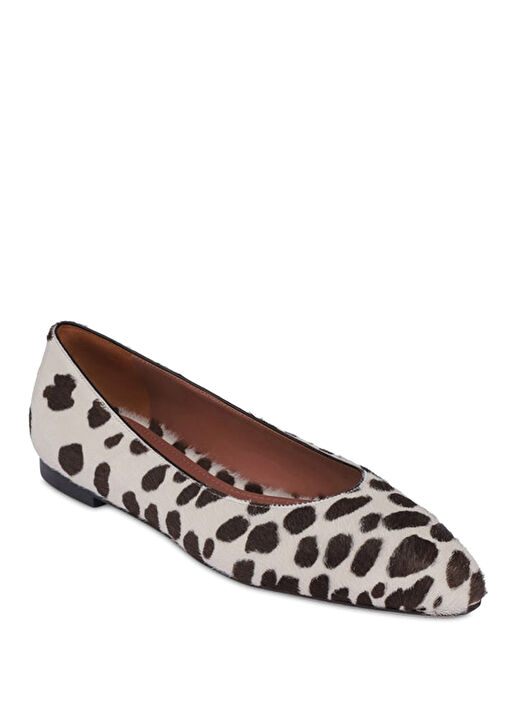 Beyaz Kahverengi Desenli Deri Babet - Görsel 6