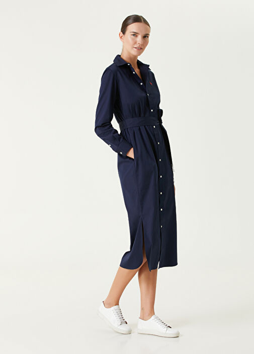 Polo Ralph Lauren Navy Blue Midi Shirt Dress