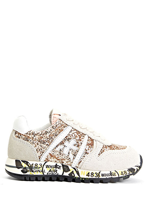 Bej Payet İşlemeli Erkek Çocuk Deri Sneaker - Görsel 2