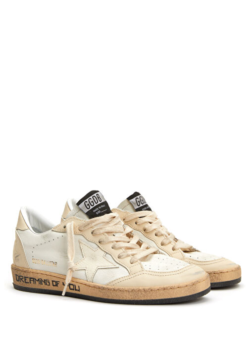 Ballstar Krem Kadın Deri Sneaker - Görsel 3
