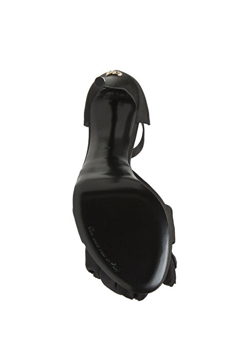 Siyah Gül Detaylı Topuklu Gece Ayakkabı - Görsel 7