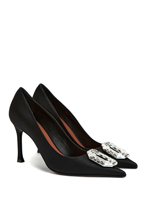 Camelia Siyah İpek Topuklu Ayakkabı - Görsel 3