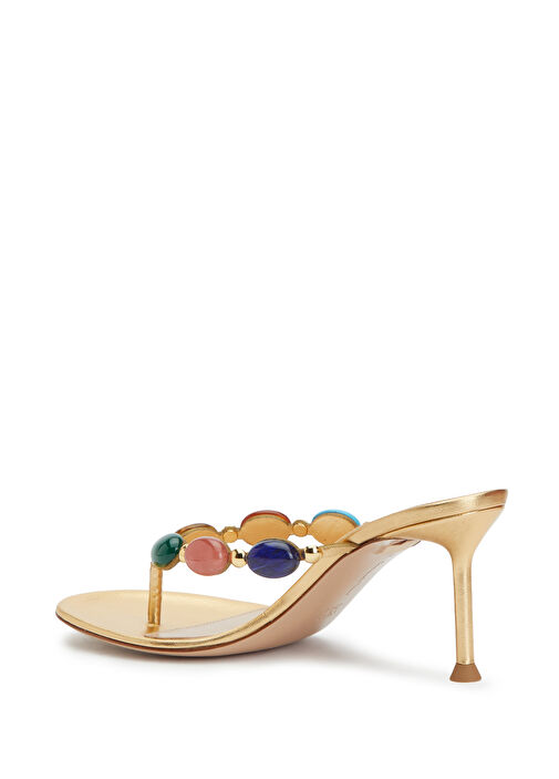 Shanti Thong Gold Deri Topuklu Terlik - Görsel 4