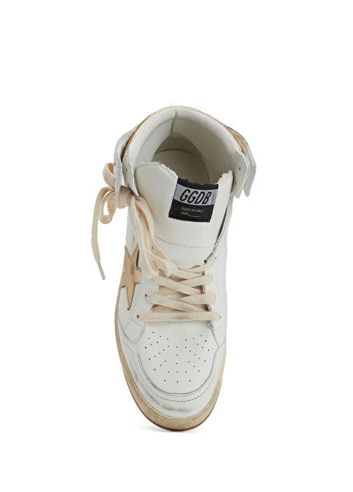 Sky-Star Beyaz Gold Kadın Deri Sneaker - Görsel 5