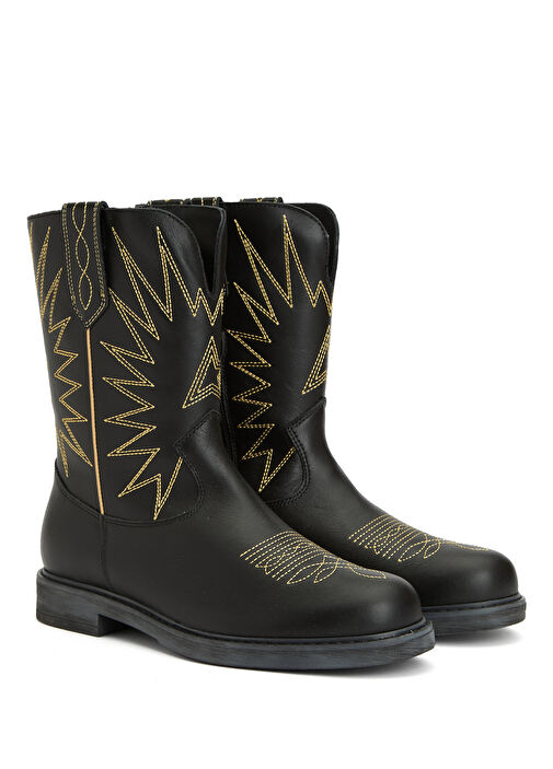 Wish Teen Siyah Kız Çocuk Deri Bot - Görsel 3