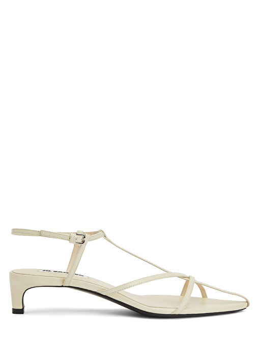 Beyaz Bantlı Kadın Deri Sandalet - Görsel 2