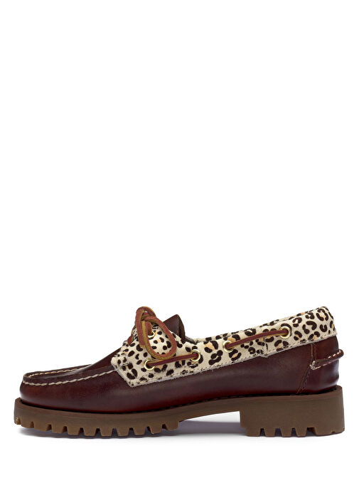 Ranger Collar Wild Leopar Kadın Deri Loafer - Görsel 3