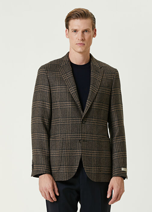 Camel plaid coat hotsell