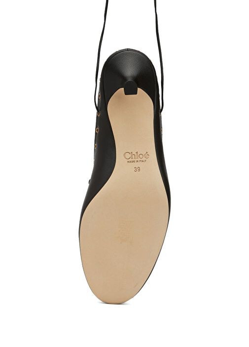 Siyah Deri Topuklu Ayakkabı - Görsel 6