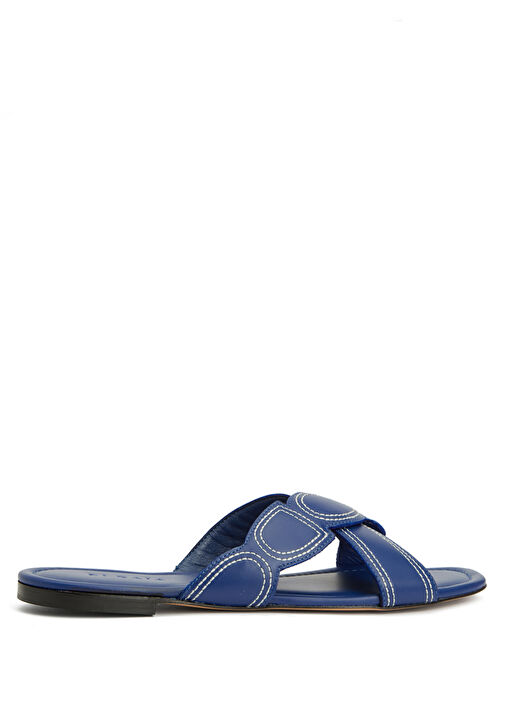 Lacivert Kadın Deri Terlik - Görsel 2