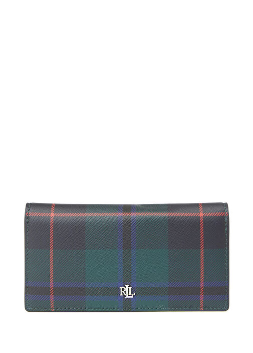 Lauren Ralph Lauren Blue Green Plaid Women s Leather Wallet