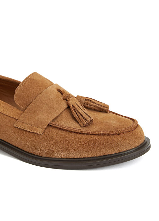 Tütün Püskül Detaylı Kadın Deri Loafer - Görsel 7