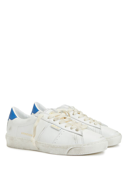 Matchstar Beyaz Mavi Kadın Deri Sneaker - Görsel 3