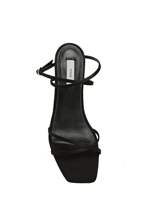 Siyah Kadın Saten Sandalet - Görsel 5