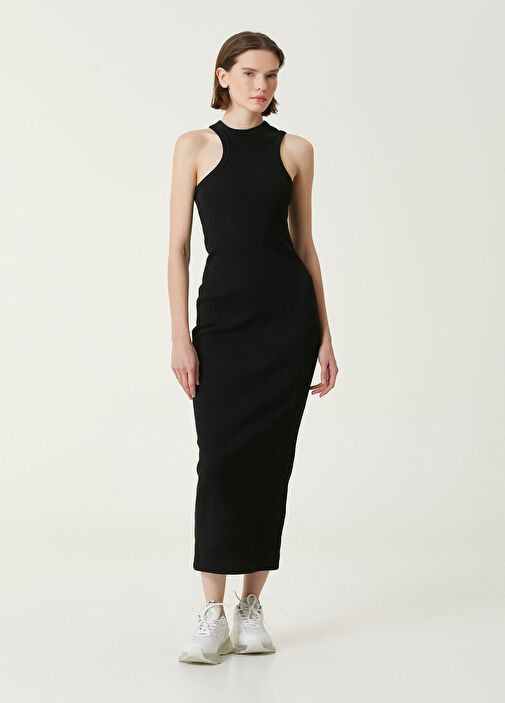 Axel Arigato - Black Asymmetrical Neckline Midi Dress