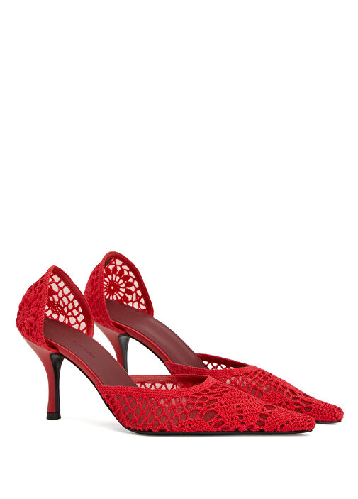 Kırmızı Tığ İşi Topuklu Ayakkabı - Görsel 3