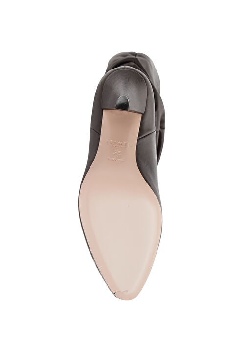 Koyu Kahverengi Topuklu Deri Çizme - Görsel 6