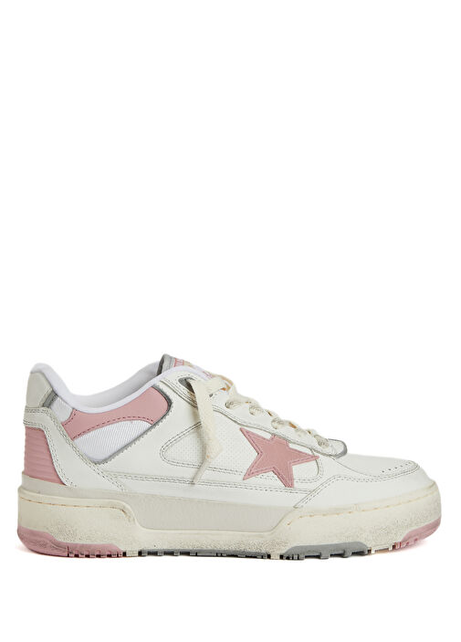 Pembe Beyaz Kadın Deri Sneaker - Görsel 2