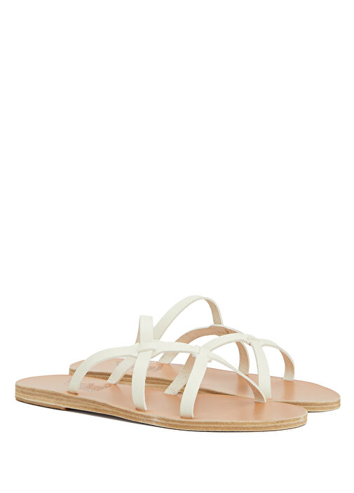 Egopi Kırık Beyaz Kadın Deri Terlik - Görsel 3