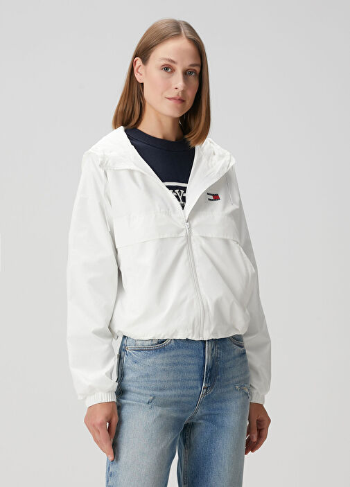 Essential Beyaz Yağmurluk