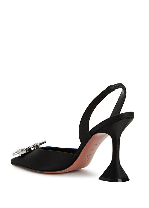 Begum Siyah İpek Topuklu Ayakkabı - Görsel 4